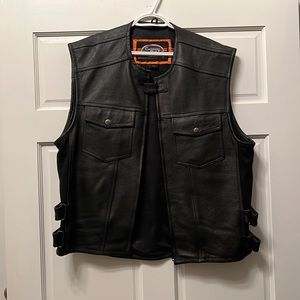 Leather motorcycle vest
